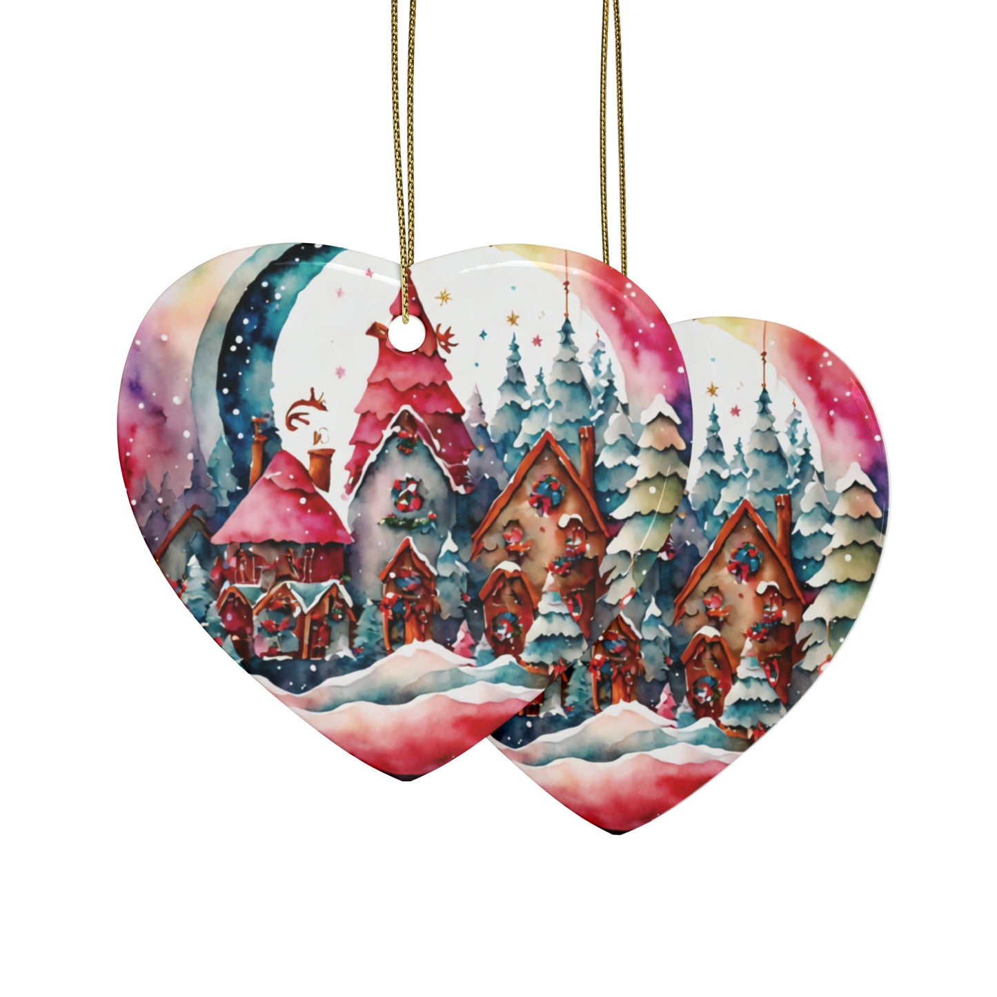 Idyllic Fantasy Christmas Scene | Ceramic Ornaments (1pcs, 5pcs, 10pcs, 20pcs) - 28