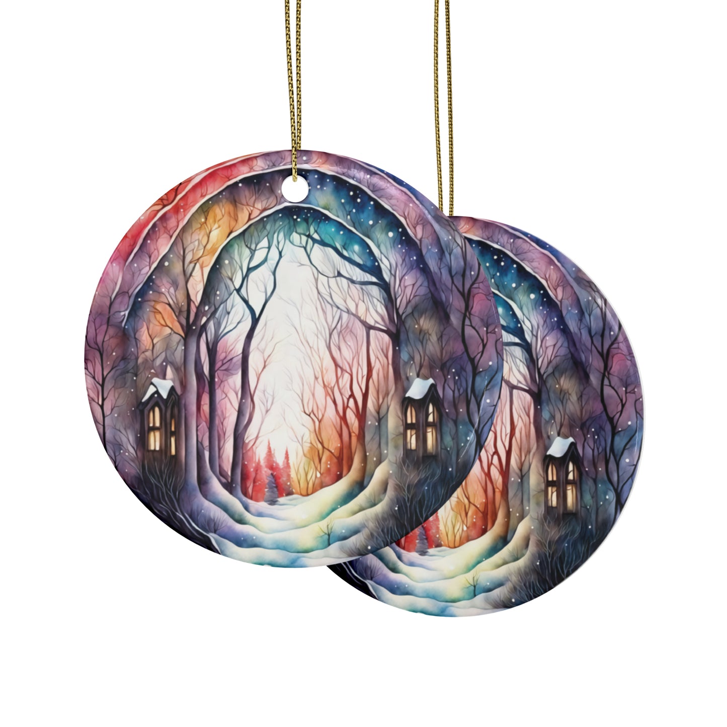 Idyllic Fantasy Christmas Scene | Ceramic Ornaments (1pcs, 5pcs, 10pcs, 20pcs) - 13