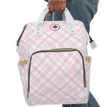 Canadian Pink Plaid - Multifunctional Diaper Backpack