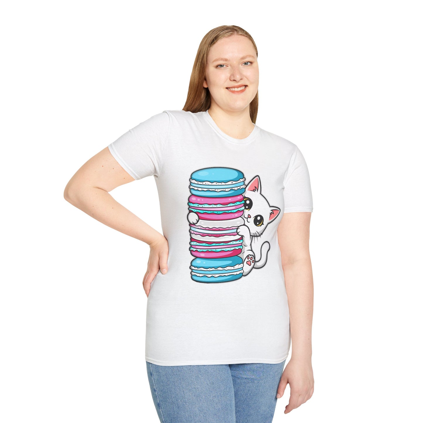 Peeking Kitten | Unisex Softstyle T-Shirt - Trans Flag Macaroons