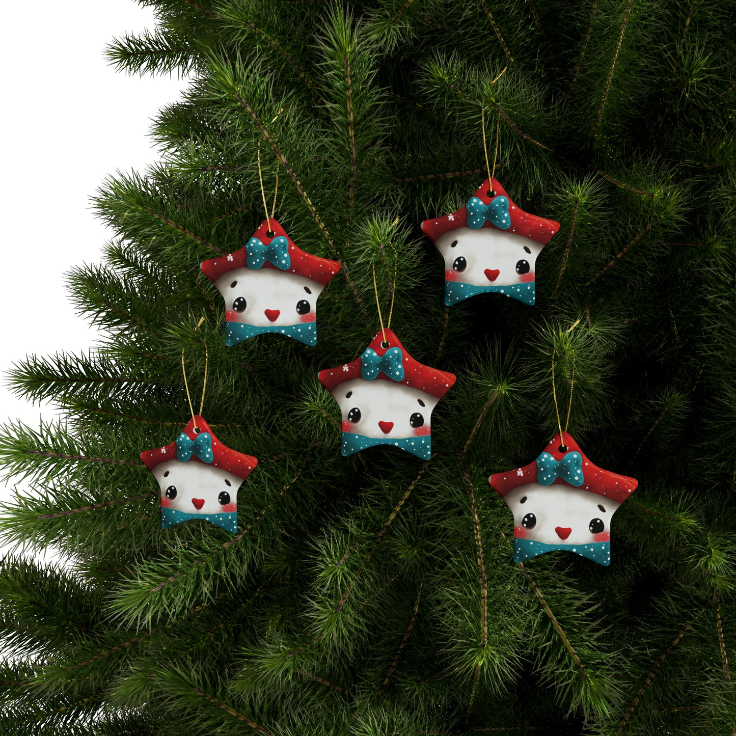 Woodland Creature | Ceramic Christmas Ornaments (1pcs, 5pcs, 10pcs, 20pcs) - Design 9