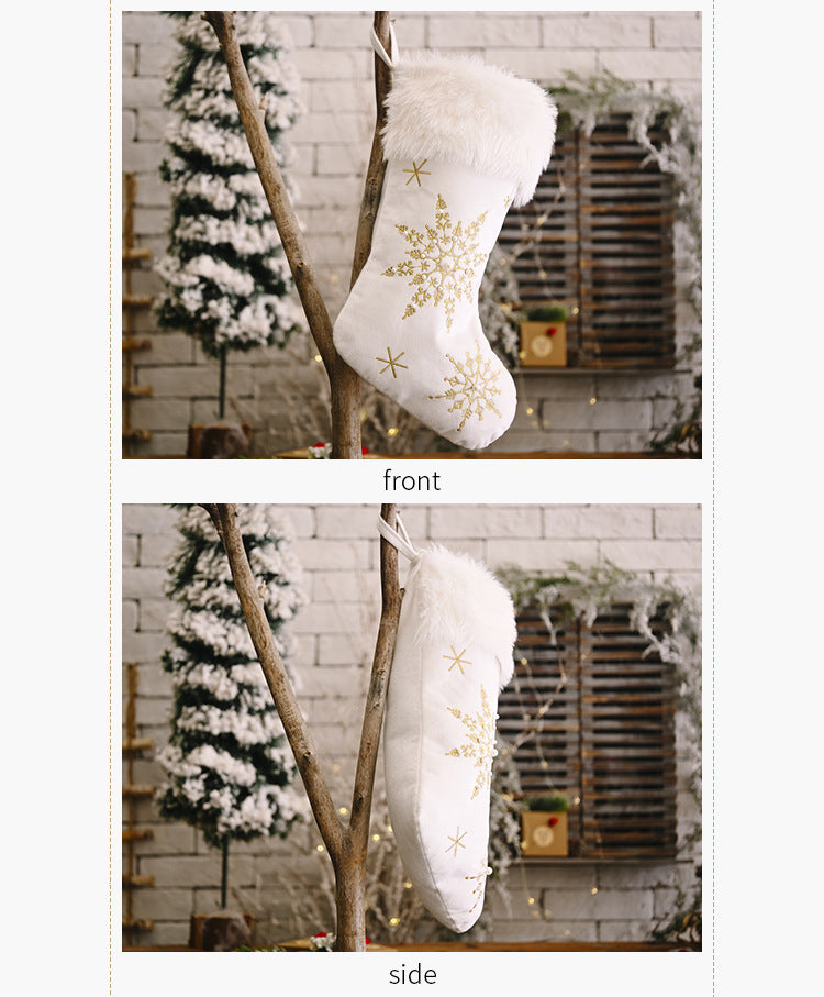 Pearl Snowflake | Luxury Christmas Stockings - Plush Holiday Decorations