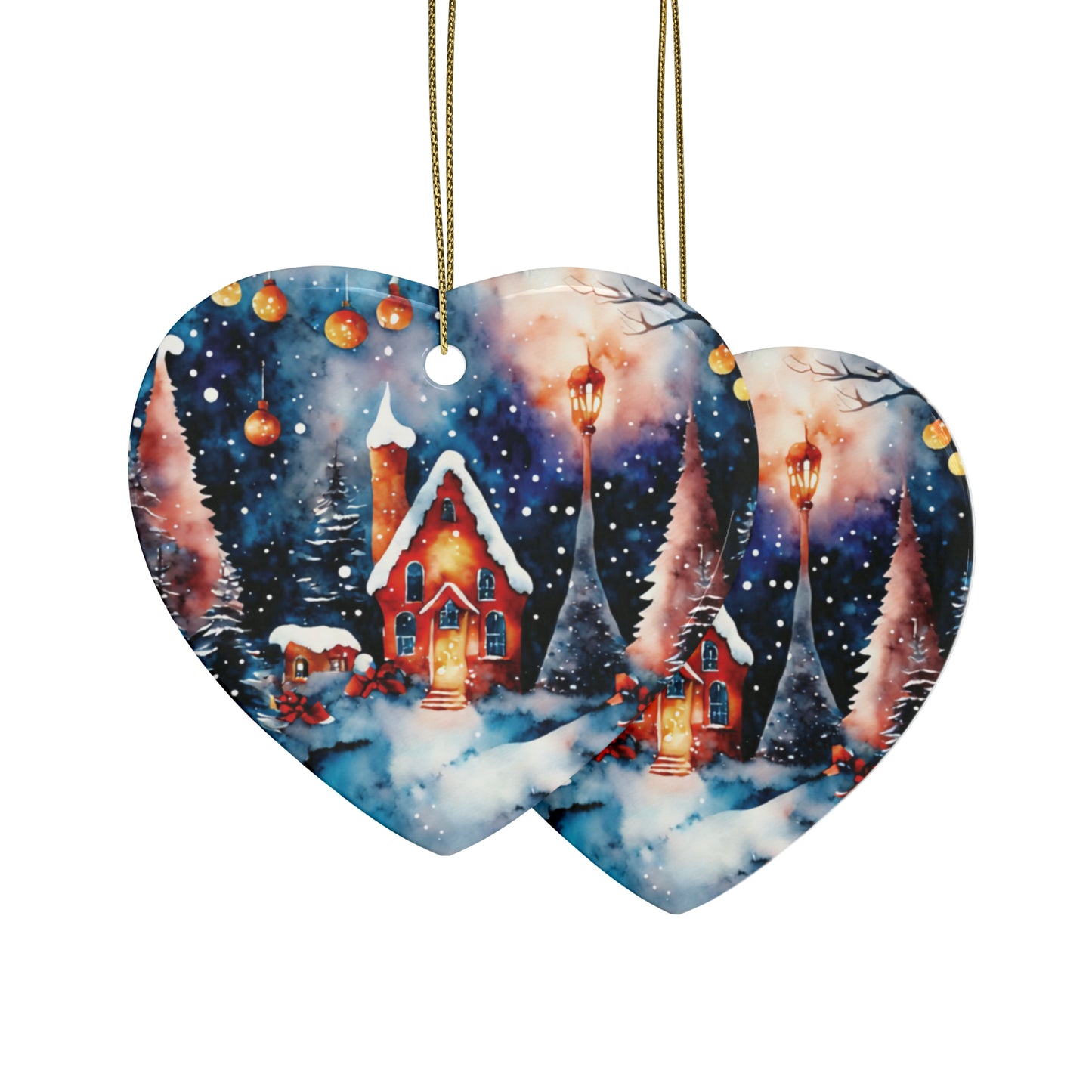 Idyllic Fantasy Christmas Scene | Ceramic Ornaments (1pcs, 5pcs, 10pcs, 20pcs) - 27