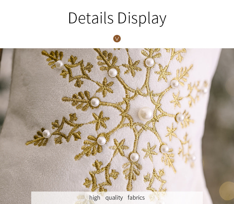 Pearl Snowflake | Luxury Christmas Stockings - Plush Holiday Decorations