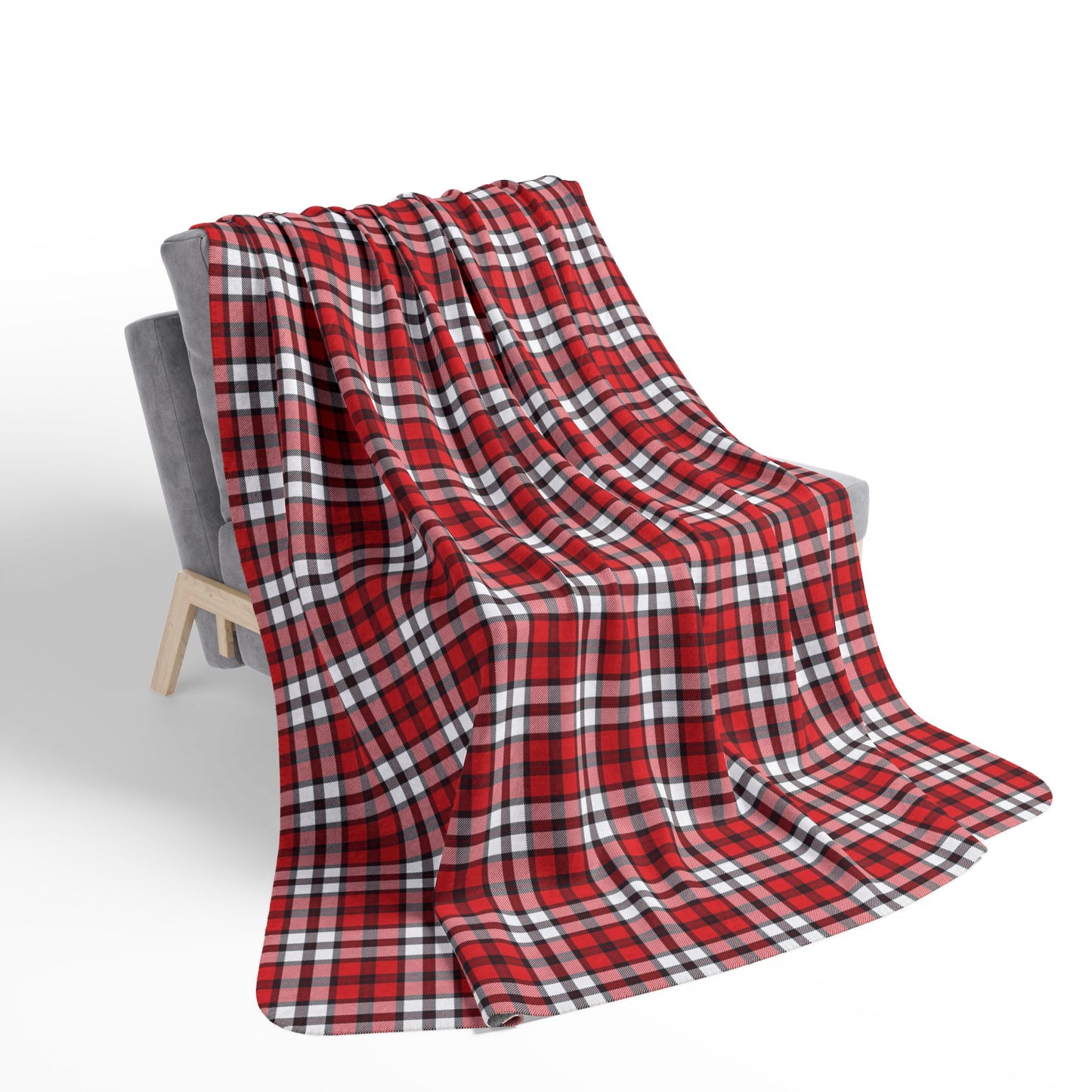 Red Cape Breton Tartan - Fleece Sherpa Blanket in 2 Sizes