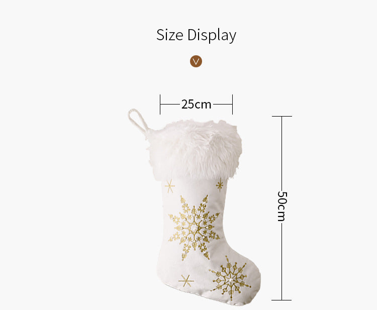 Pearl Snowflake | Luxury Christmas Stockings - Plush Holiday Decorations