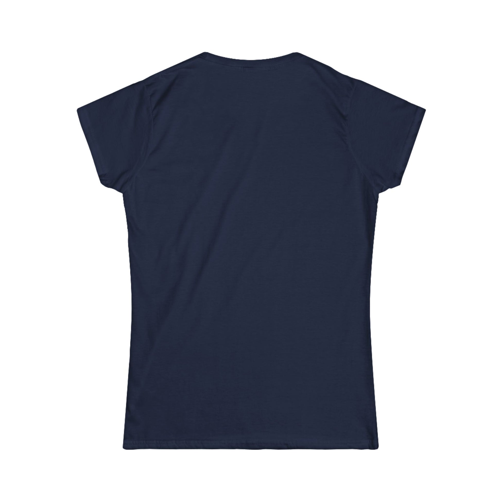 back of a Navy blue t-shirt on a white background