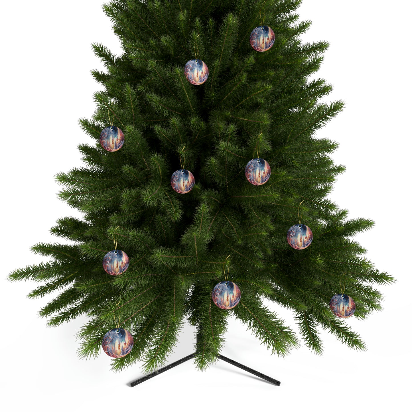 Idyllic Fantasy Christmas Scene | Ceramic Ornaments (1pcs, 5pcs, 10pcs, 20pcs) - 5