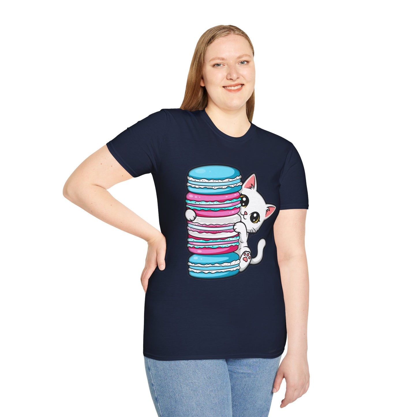 Peeking Kitten | Unisex Softstyle T-Shirt - Trans Flag Macaroons