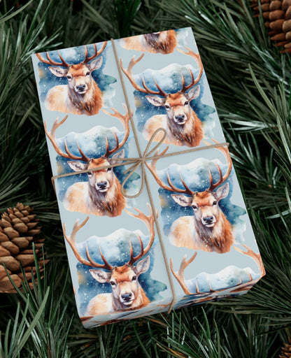 Beautiful Winter Reindeer - Wrapping Paper Reindeer Christmas Wrap