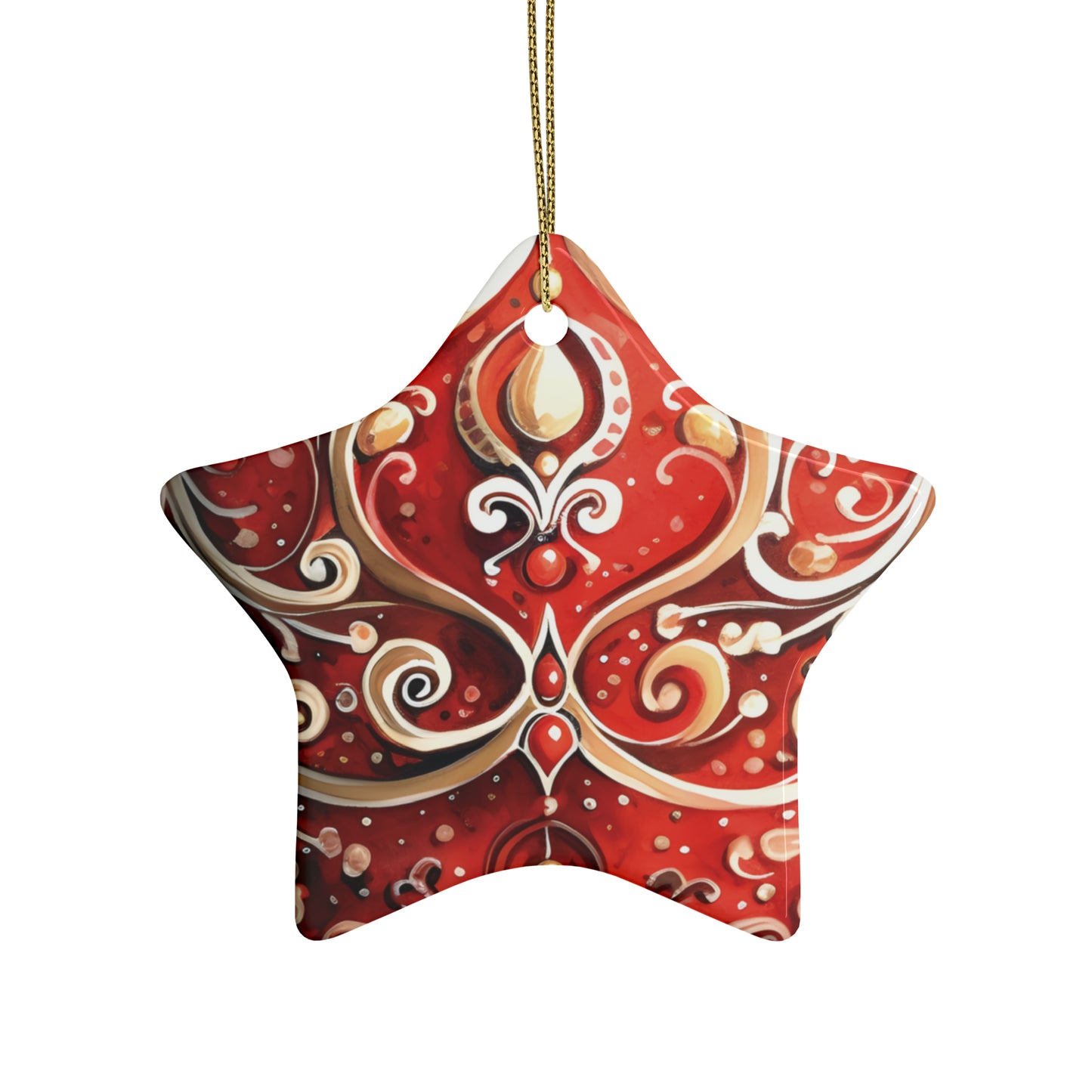 Red & Gold Flairs Ceramic Christmas Ornaments (1pcs, 5pcs, 10pcs, 20pcs)