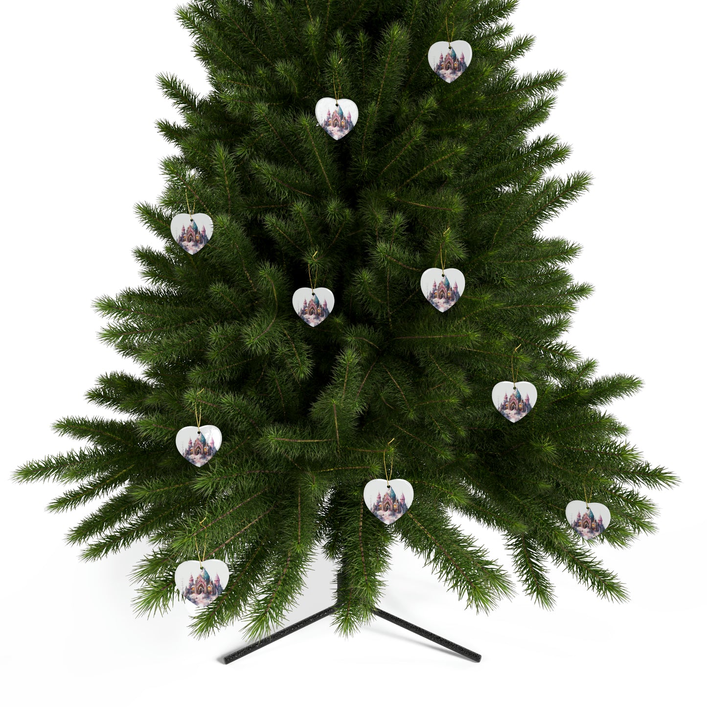 Idyllic Fantasy Christmas Scene | Ceramic Ornaments (1pcs, 5pcs, 10pcs, 20pcs) - 4