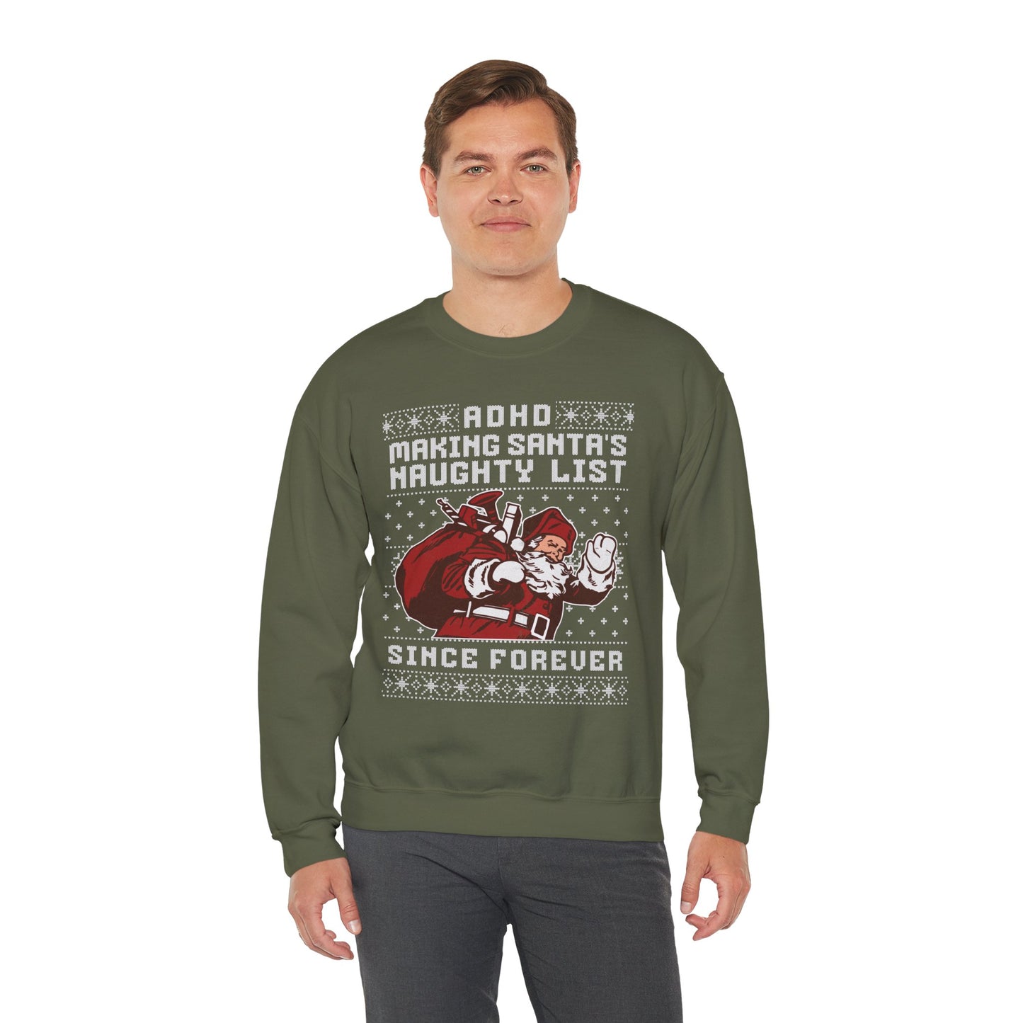 ADHD: Making Santa's Naughty List Since Forever – Unisex Heavy Blend Sweatshirt – Cozy Everyday Warmth