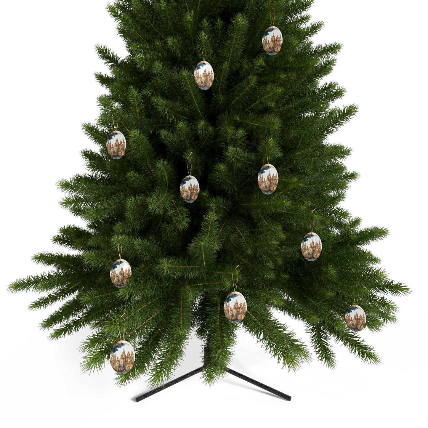 Idyllic Fantasy Christmas Scene | Ceramic Ornaments (1pcs, 5pcs, 10pcs, 20pcs) - 19