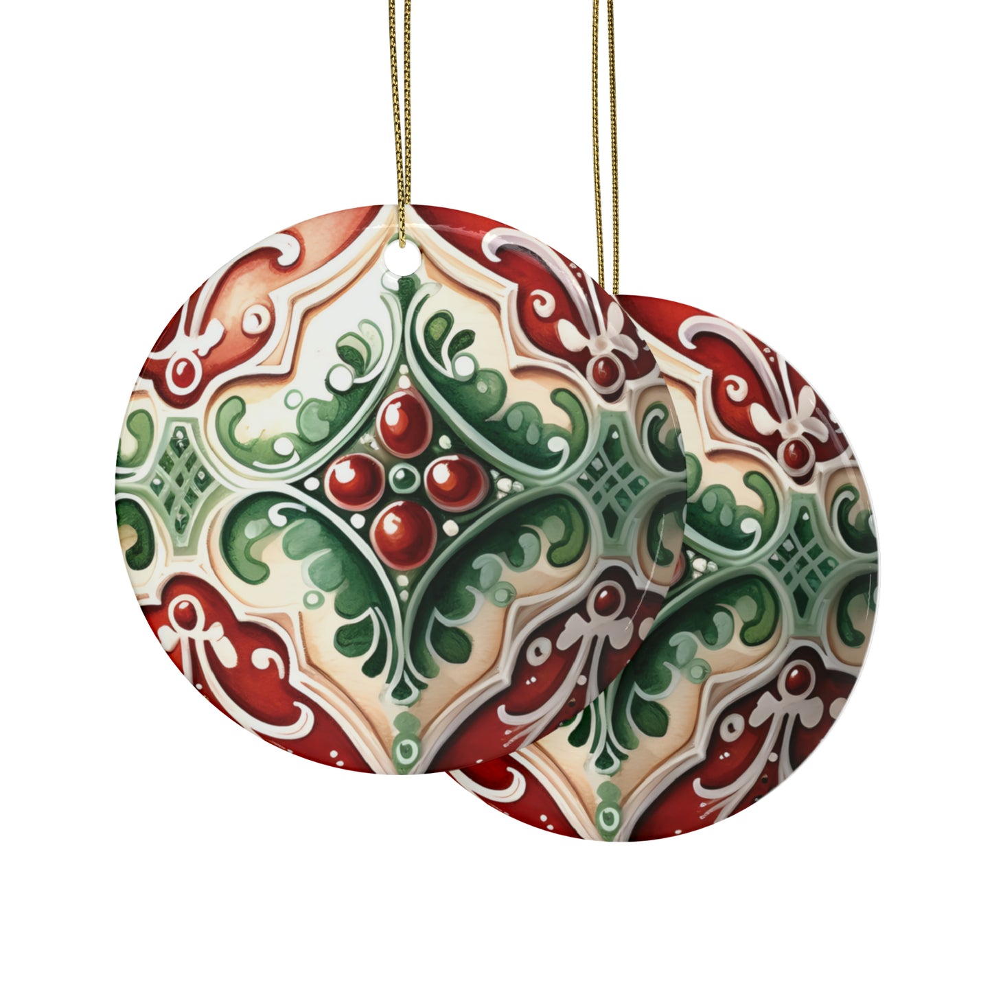 Green & Red Ruby Ceramic Christmas Ornaments (1pcs, 5pcs, 10pcs, 20pcs)