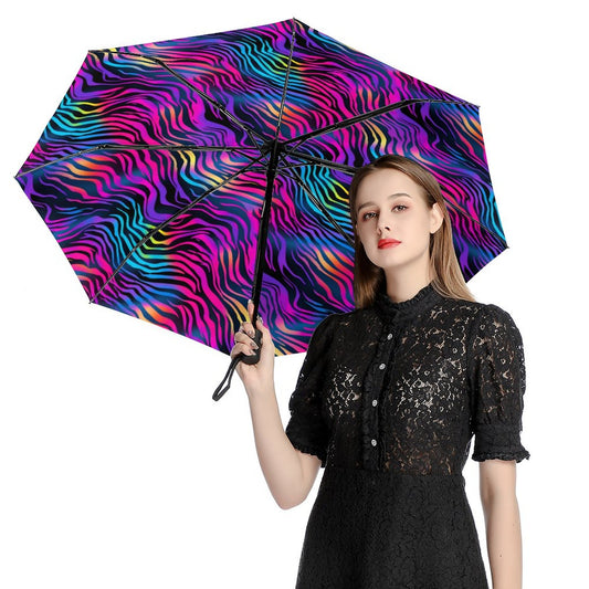 Neon Zebra | Automatic Umbrella with Print Inside - Black Outside