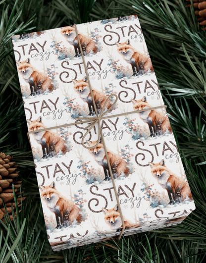 Stay Cozy - Wrapping Paper - Fox Christmas Wrap