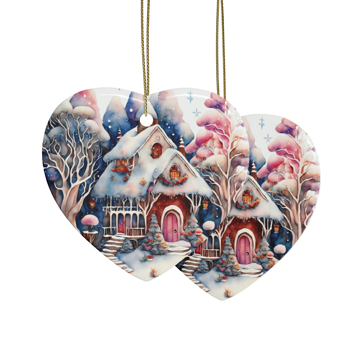 Idyllic Fantasy Christmas Scene | Ceramic Ornaments (1pcs, 5pcs, 10pcs, 20pcs) - 24