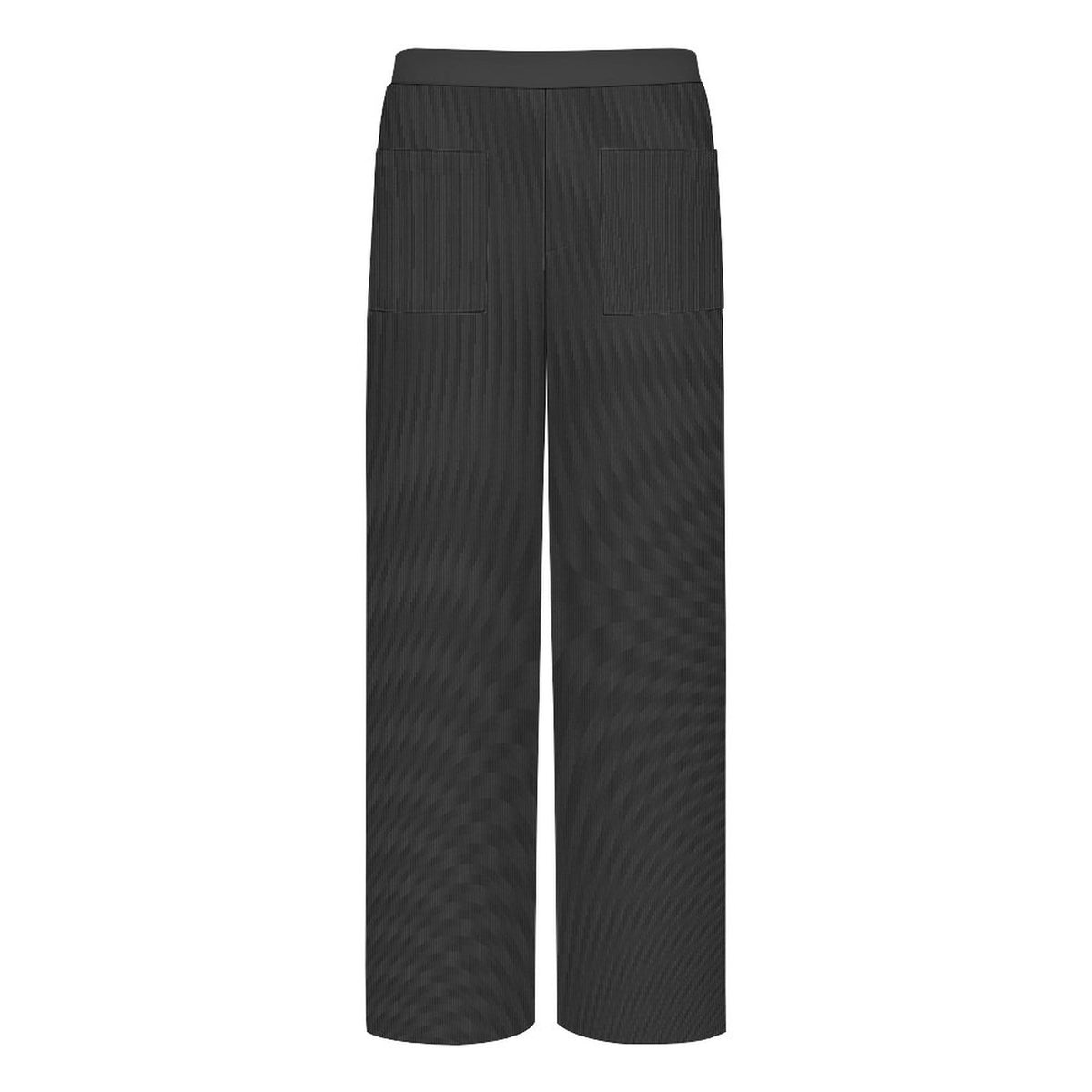 Charcoal Gray Faux Corduroy Wide-Leg Crop Pants for Women