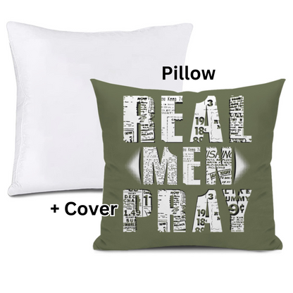 Cushion cover + pillow core (the same double-sided)｜Polyester - Real Men Pray - WHITE