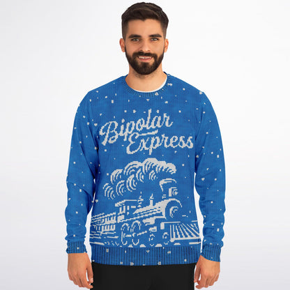 Bipolar Express Ugly Christmas Sweater - Athletic Sweatshirt