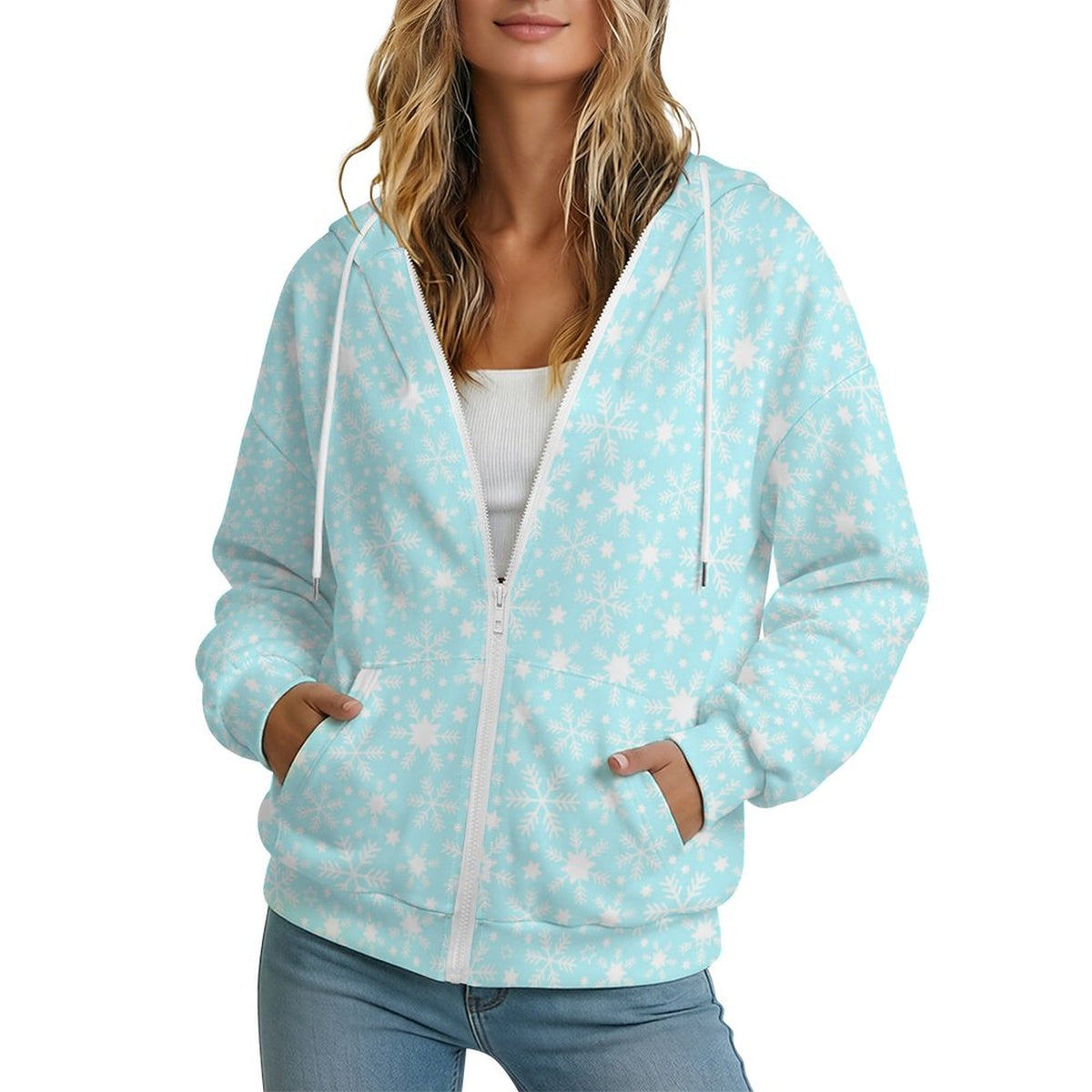 Let it Snow | Women's Full-Zip Hoodie – Soft, Warm & Comfortable Casual Hoodie - Pastels