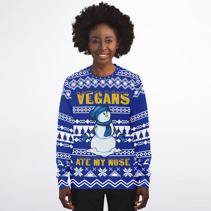 Snowman: Vegans Ate My Nose Ugly Christmas Sweater - Athletic Sweatshirt