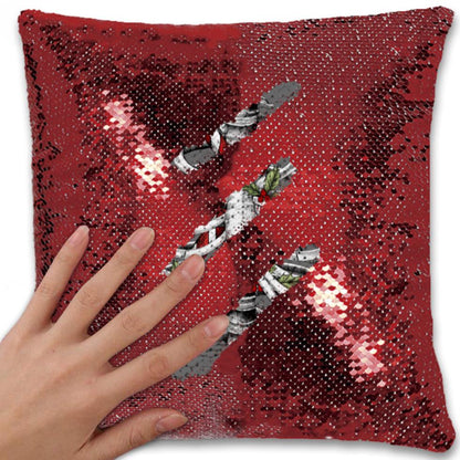 Candy Canes and Bones – Festive Goth Christmas Sequin Pillowcase – Soft, Durable, and Elegant Home Décor