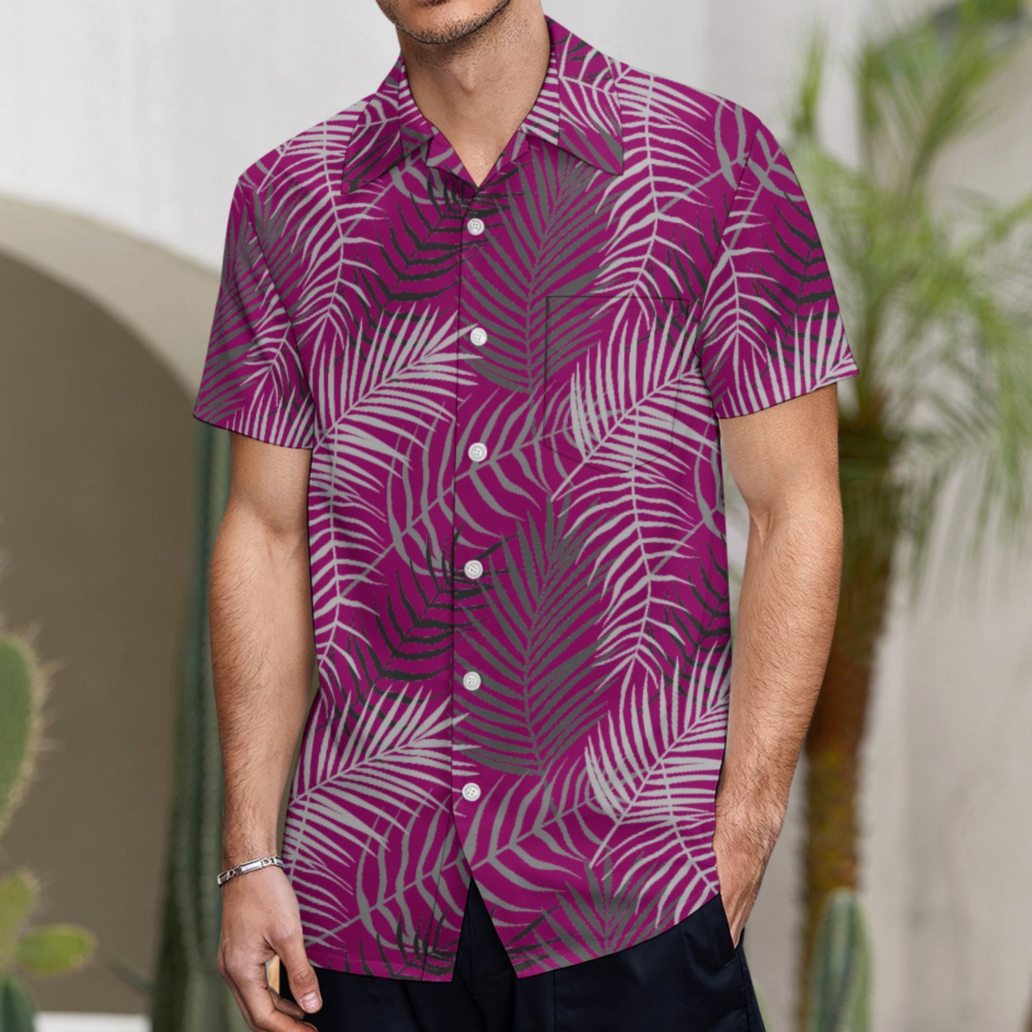 Tropical Fern Button Up Hawaiian Shirt - Perfect for your Summer Getaway!