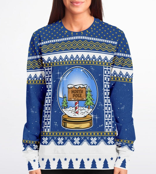 North Pole Snow Globe Ugly Christmas Sweater - Athletic Sweatshirt