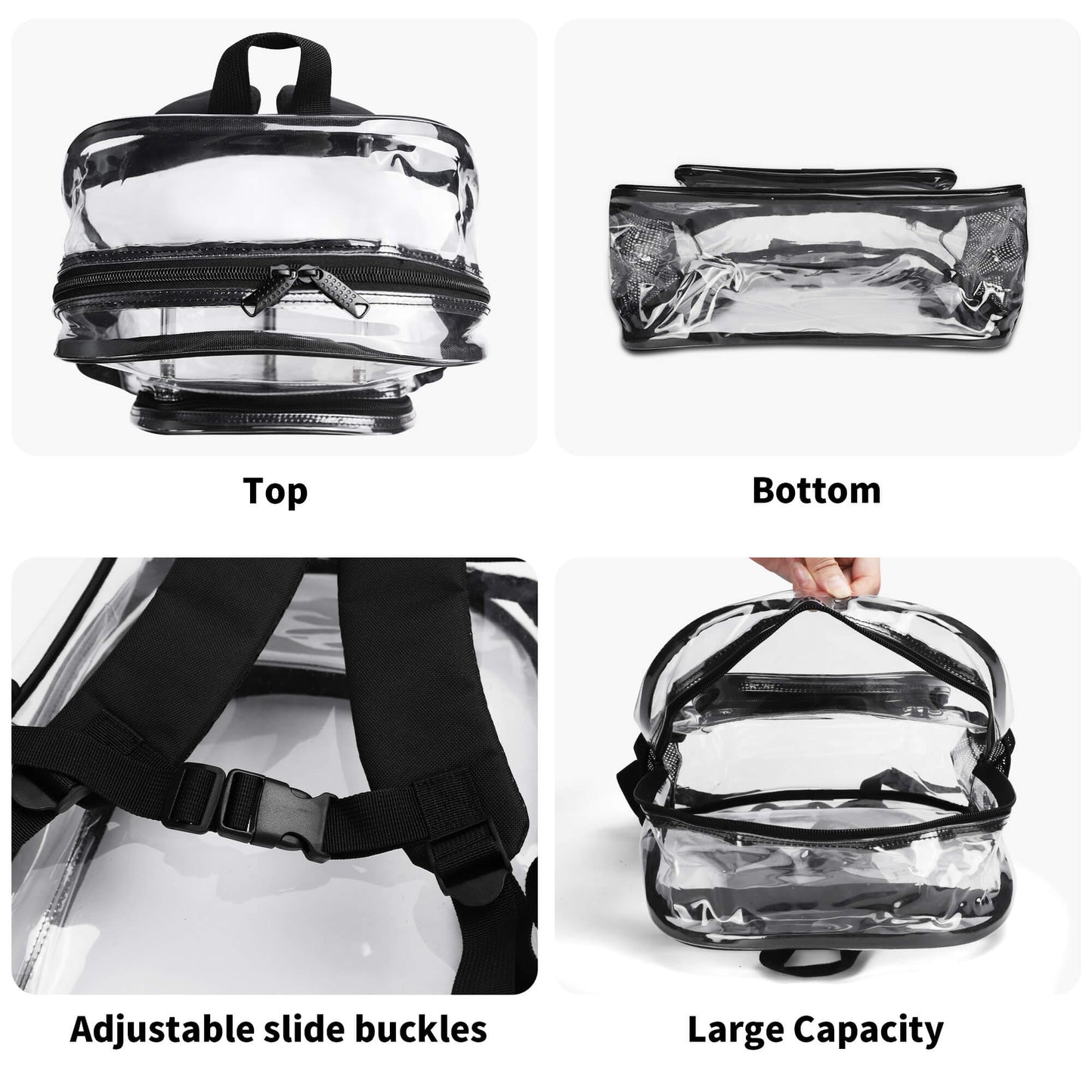 Hip Hop Rabbit - Stadium Approved Clear Backpack, Heavy Duty PVC Design for College, Work & Travel, with Adjustable Straps & Quick Security Check