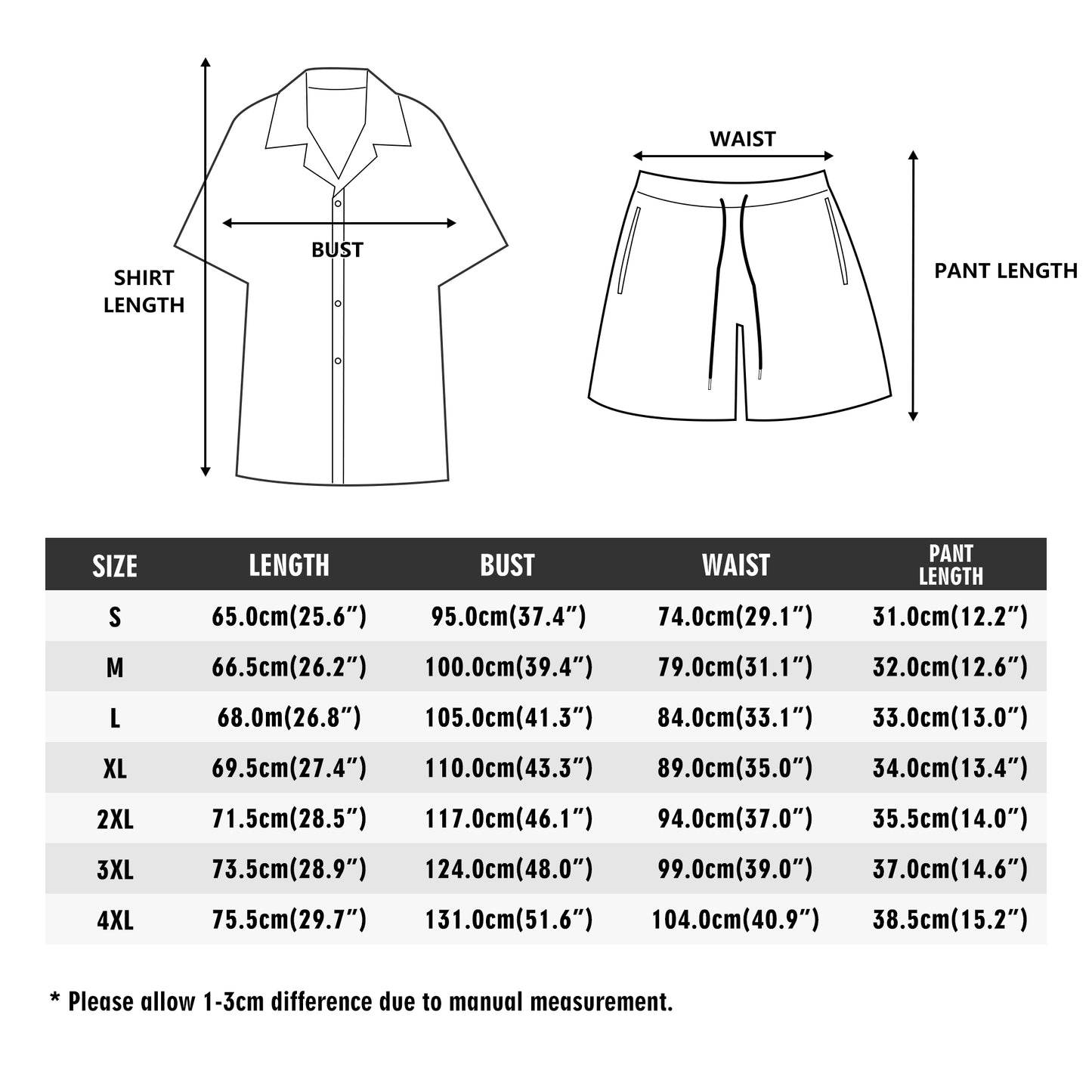 Mens Regular Fit Hawaiian Short Sleeve Shirt and Shorts Set