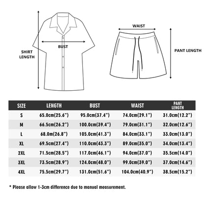 Mens Regular Fit Hawaiian Short Sleeve Shirt and Shorts Set