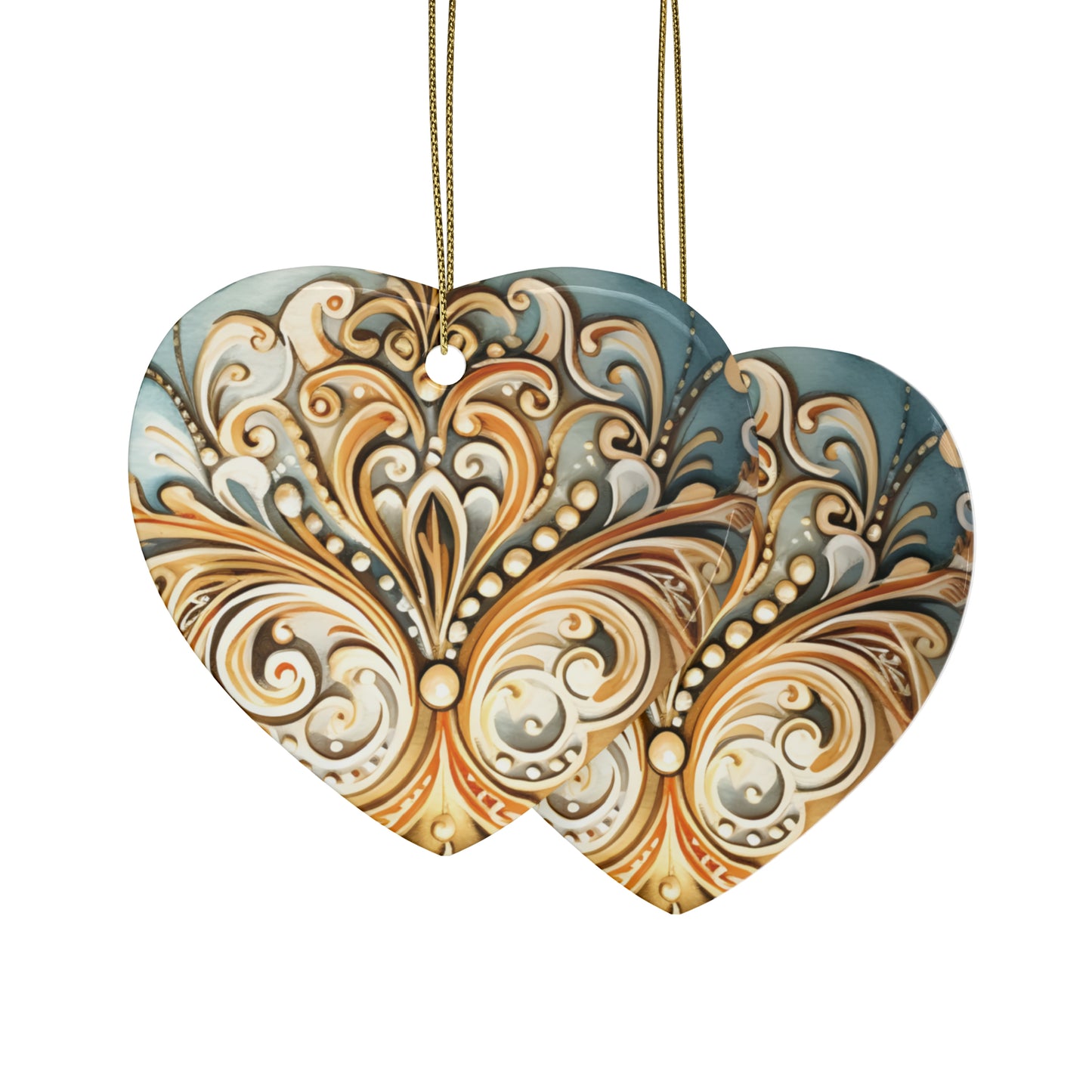 Blue & Gold Ceramic Christmas Ornaments (1pcs, 5pcs, 10pcs, 20pcs)