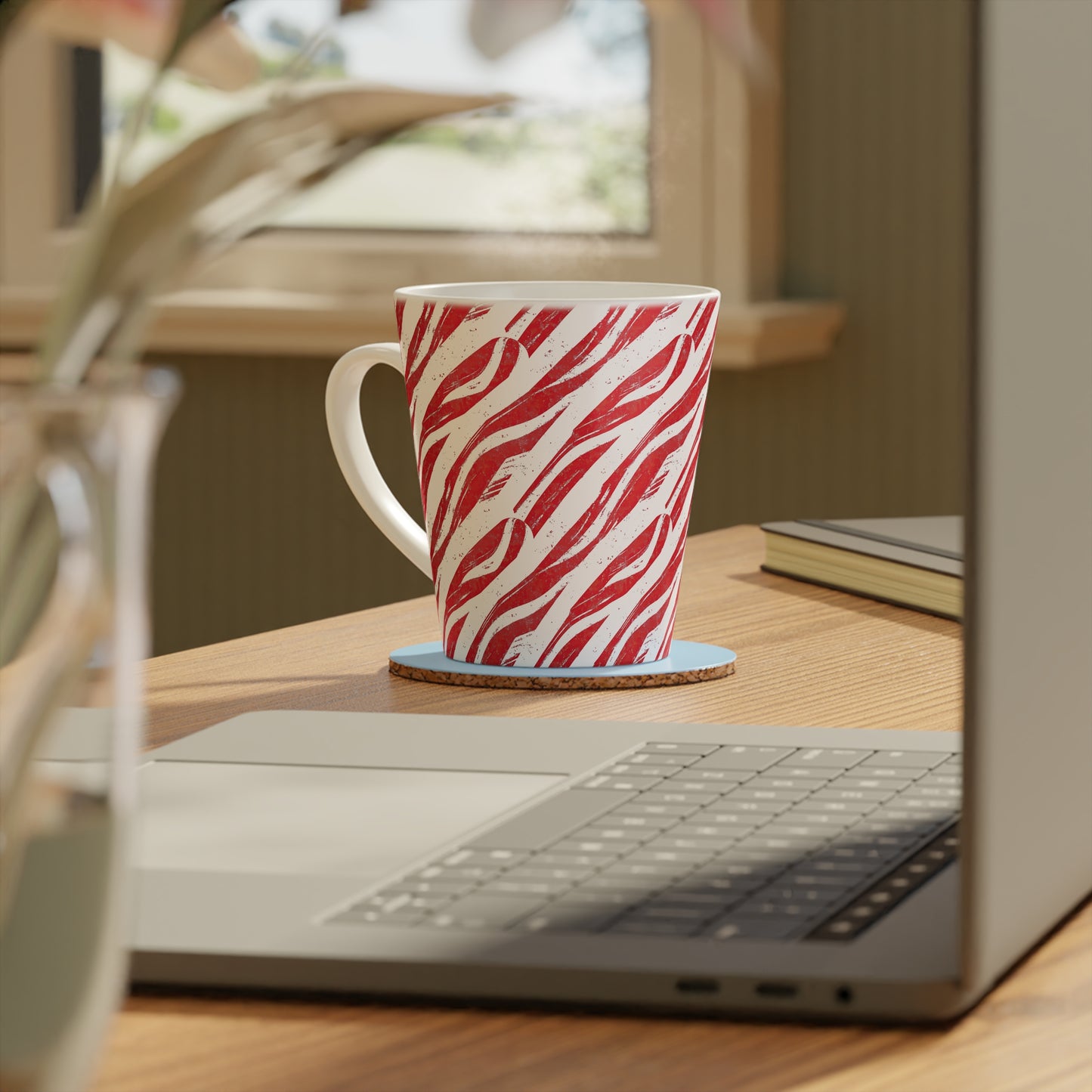 Candy Cane Zebra Print - Ceramic Latte Mug, 12oz - Perfect Hot Chocolate Mug