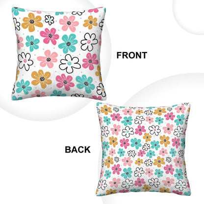 Whimsical Flowers - Corduroy Throw Pillow Covers (Double-Sided Design)