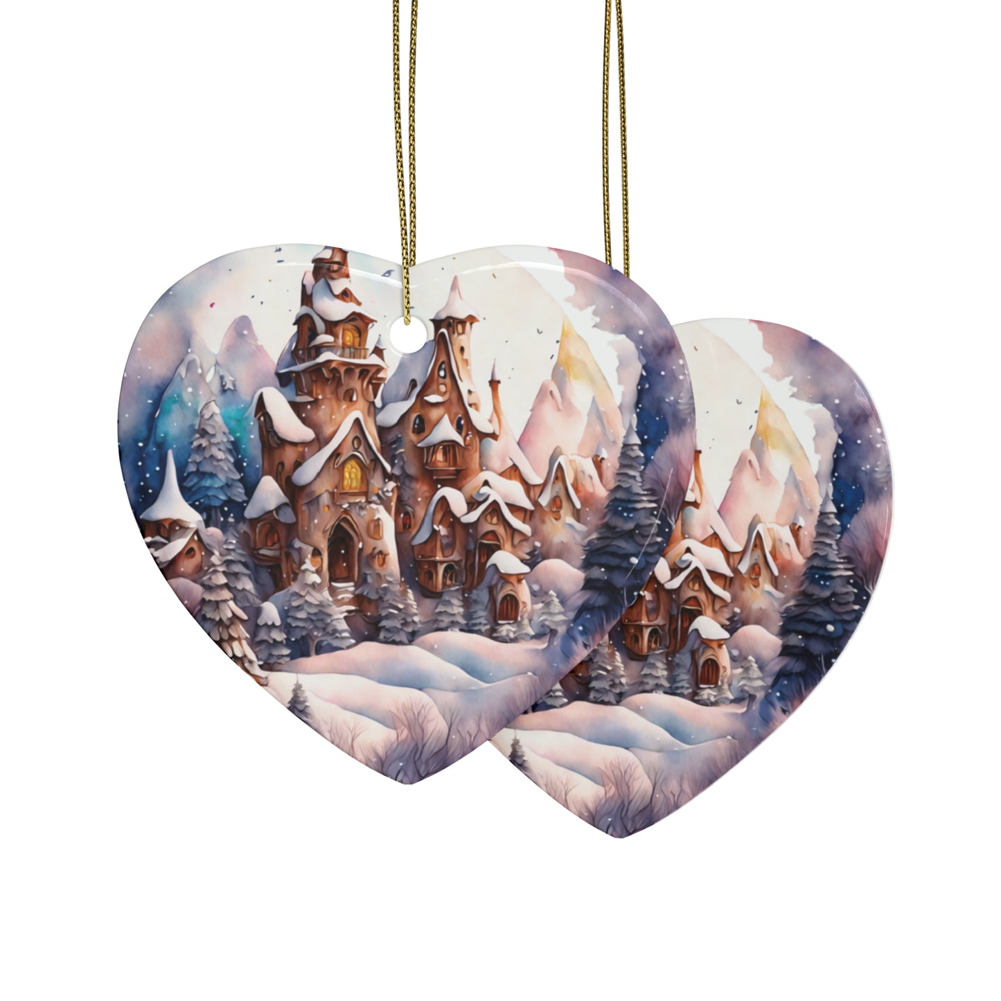 Idyllic Fantasy Christmas Scene | Ceramic Ornaments (1pcs, 5pcs, 10pcs, 20pcs) - 6