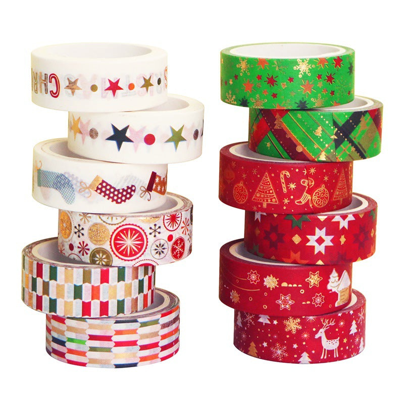 12 Rolls of Christmas Washi Tape | 15mm Rolls To Add To Your Collection