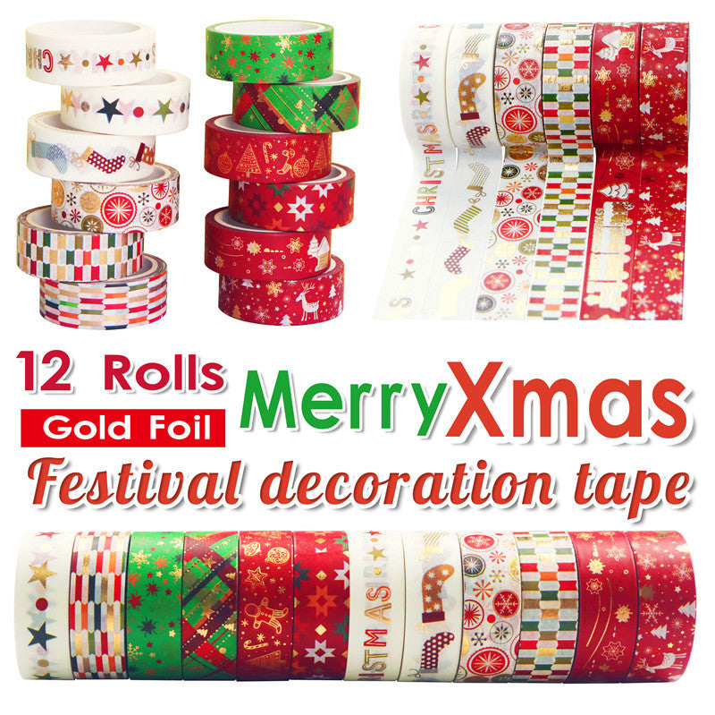 12 Rolls of Christmas Washi Tape | 15mm Rolls To Add To Your Collection