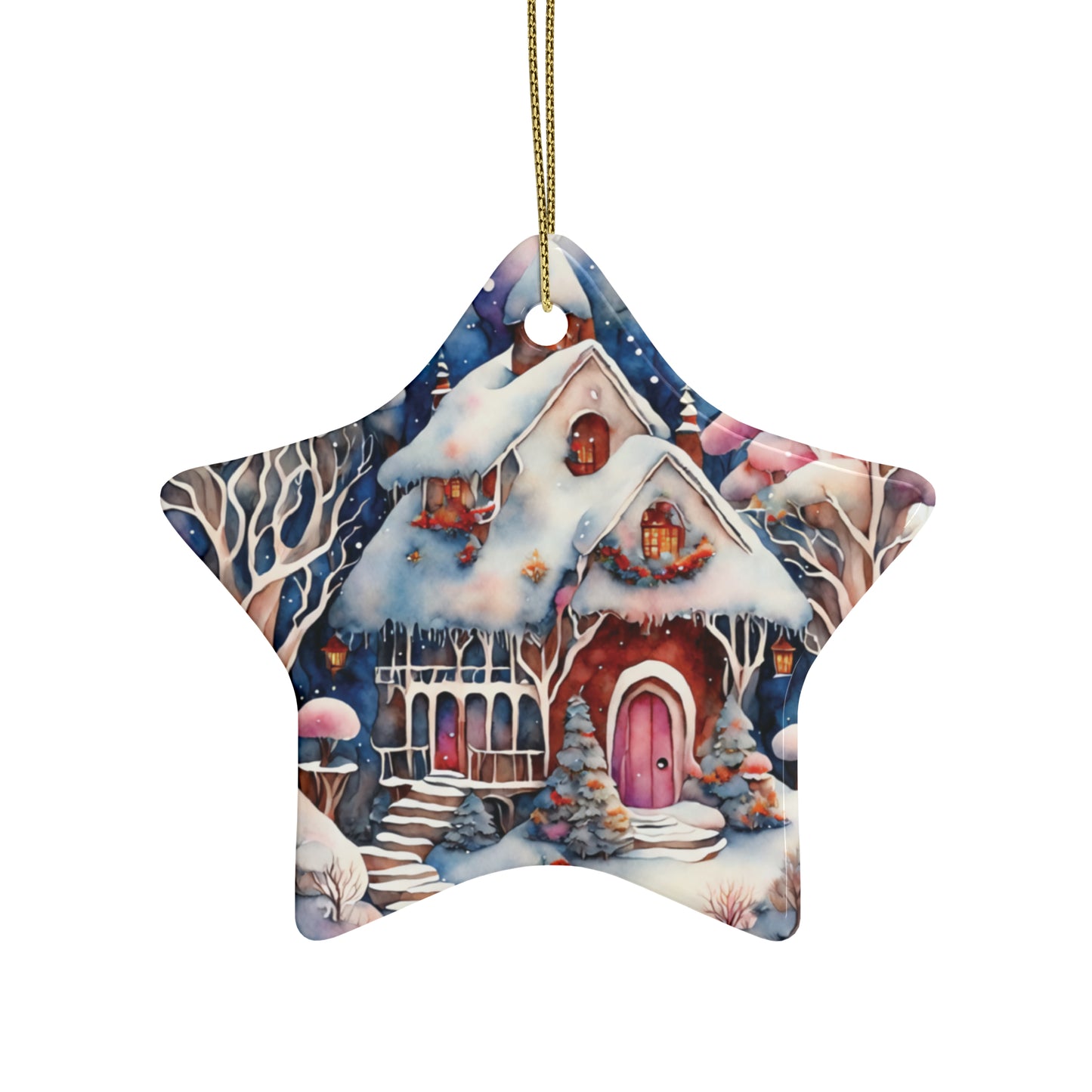 Idyllic Fantasy Christmas Scene | Ceramic Ornaments (1pcs, 5pcs, 10pcs, 20pcs) - 24