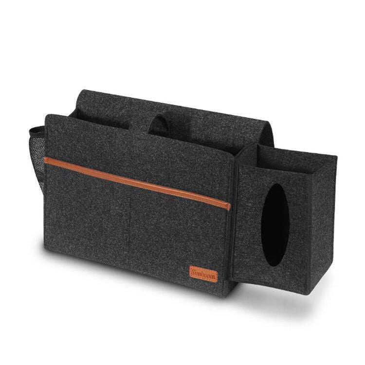 Felt Bedside Caddy | Hanging Storage Organizer with Tissue Holder & Bottle Pocket