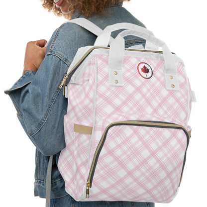 Canadian Pink Plaid - Multifunctional Diaper Backpack