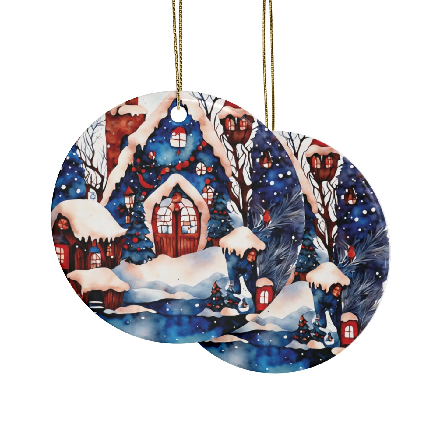 Idyllic Fantasy Christmas Scene | Ceramic Ornaments (1pcs, 5pcs, 10pcs, 20pcs) - 20