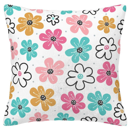 Whimsical Flowers - Corduroy Throw Pillow Covers (Double-Sided Design)