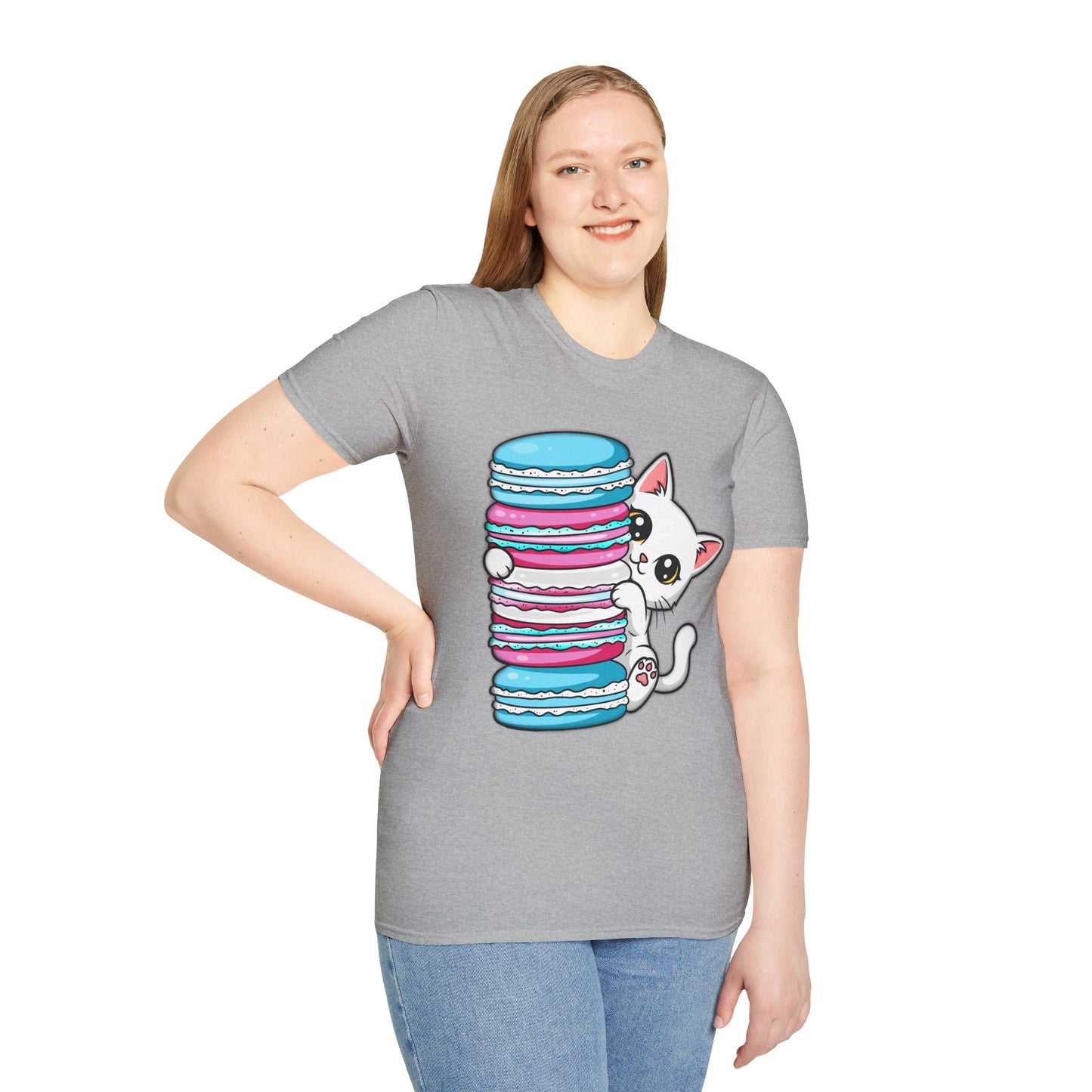 Peeking Kitten | Unisex Softstyle T-Shirt - Trans Flag Macaroons