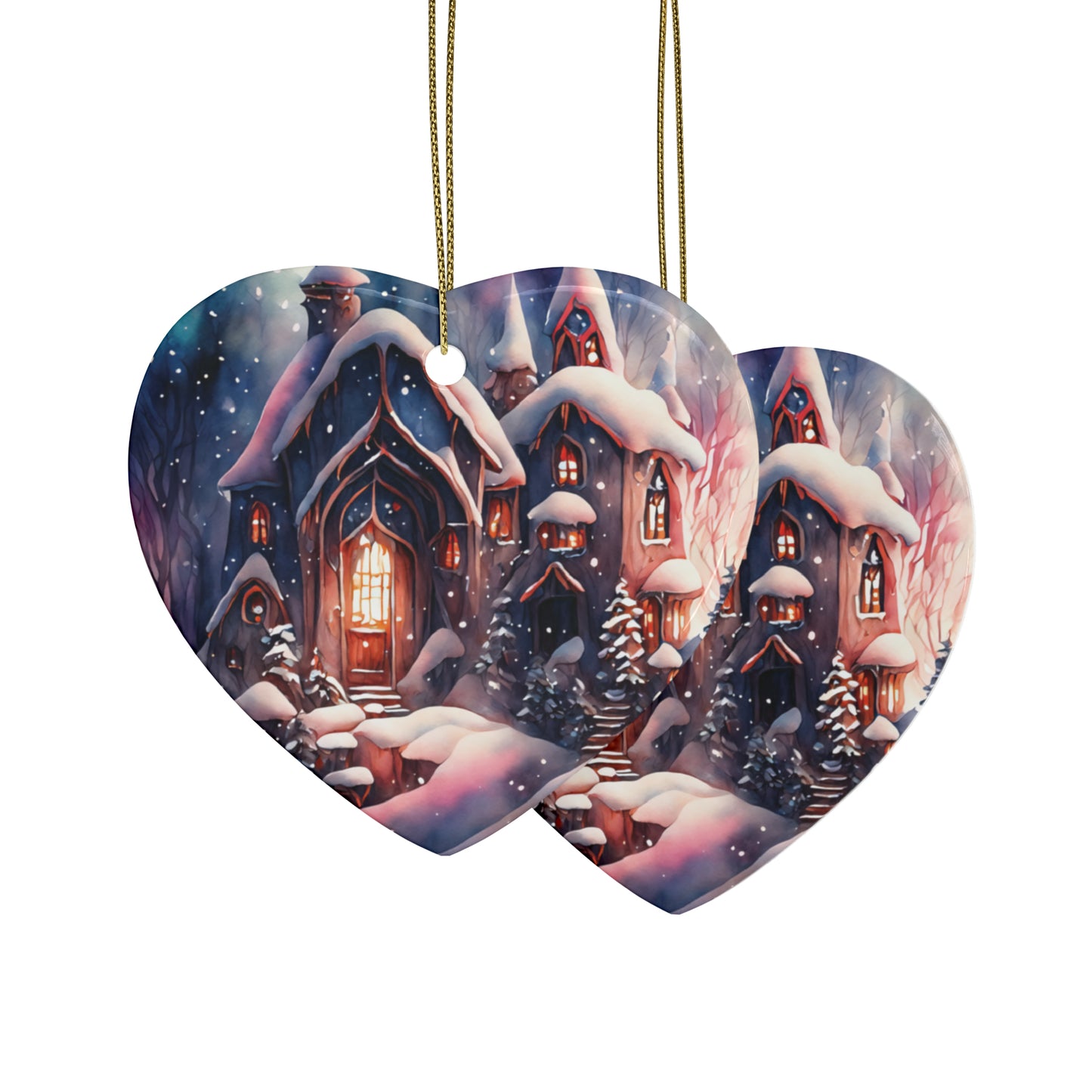 Idyllic Fantasy Christmas Scene | Ceramic Ornaments (1pcs, 5pcs, 10pcs, 20pcs) - 25