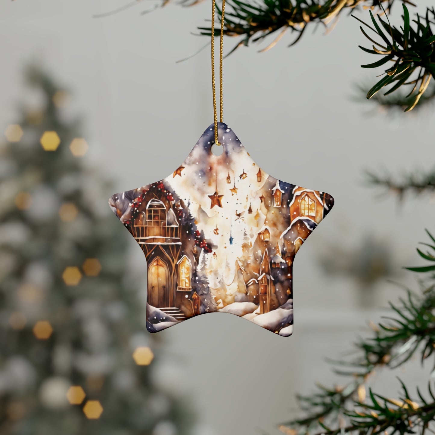 Idyllic Fantasy Christmas Scene | Ceramic Ornaments (1pcs, 5pcs, 10pcs, 20pcs) - 18