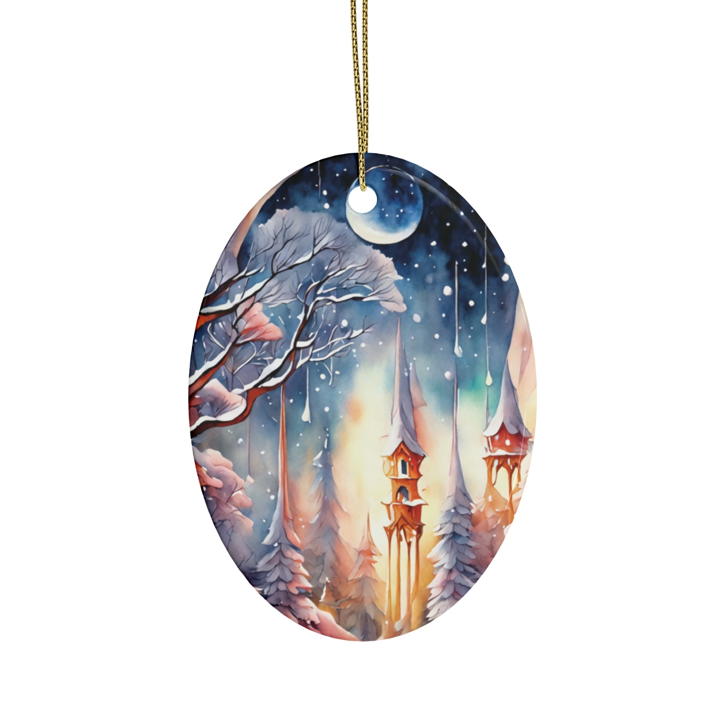 Idyllic Fantasy Christmas Scene | Ceramic Ornaments (1pcs, 5pcs, 10pcs, 20pcs) - 5