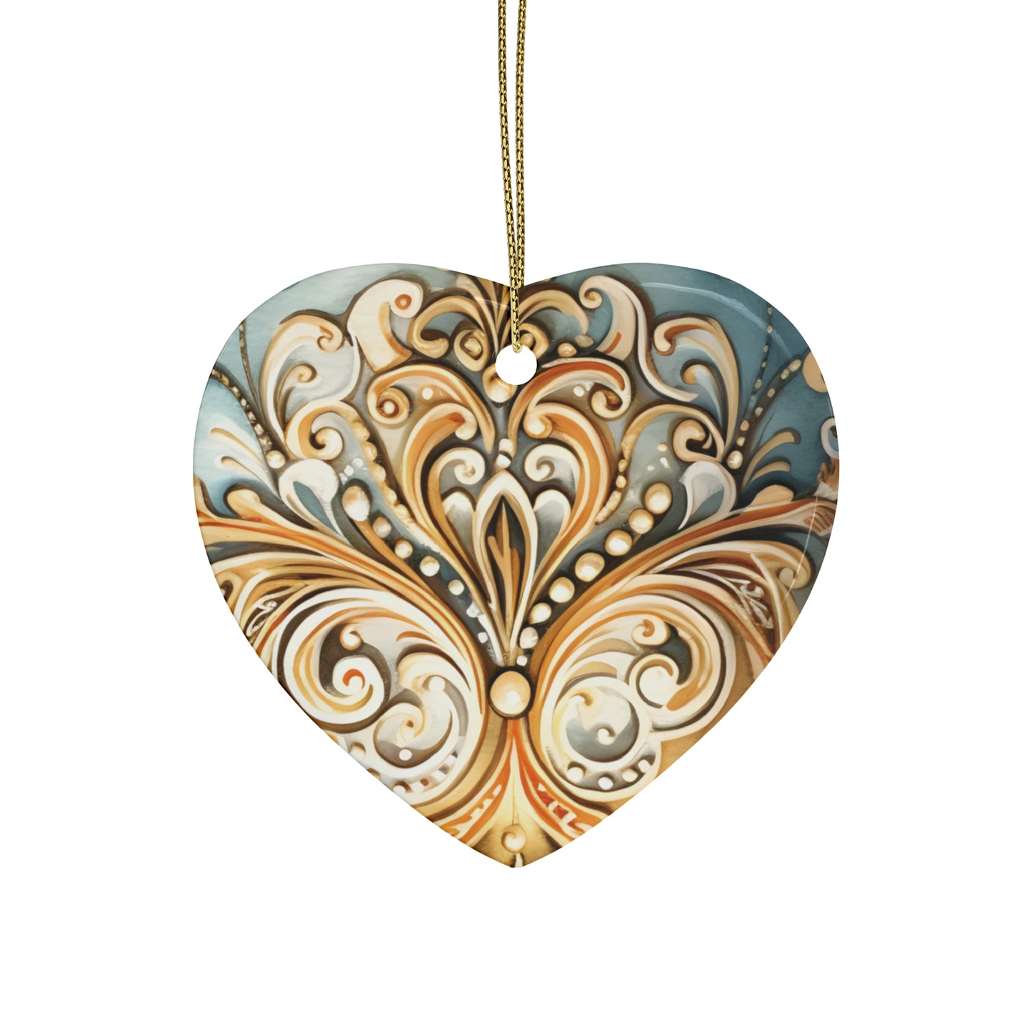 Blue & Gold Ceramic Christmas Ornaments (1pcs, 5pcs, 10pcs, 20pcs)