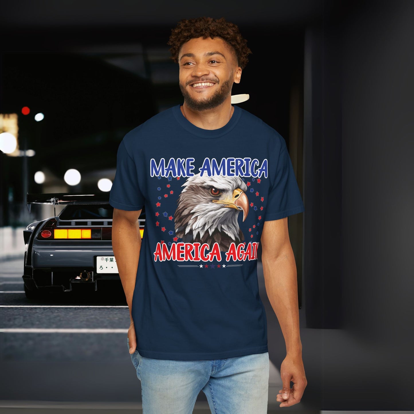 Make America America Again | Men's Garment-Dyed T-Shirt - Bald Eagle & Stars